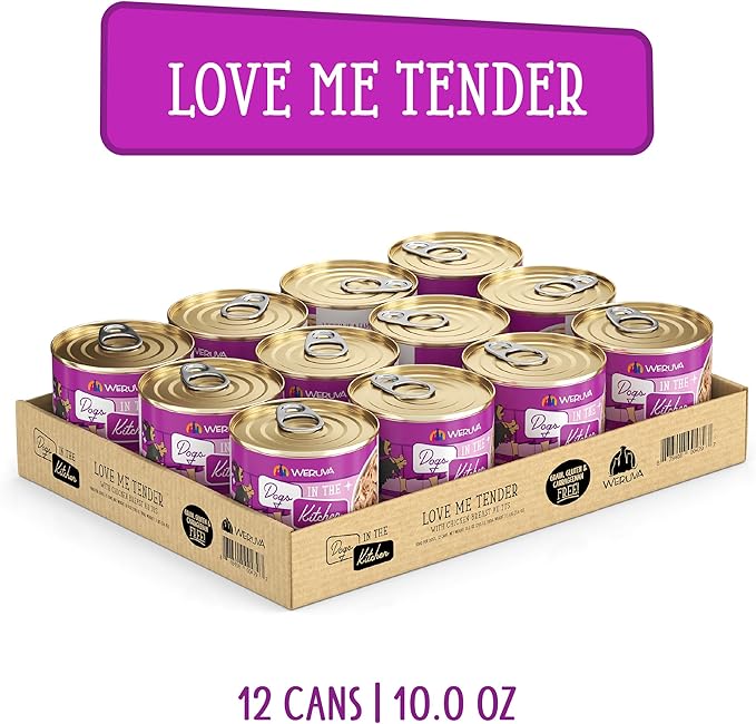 Weruva Dogs in The Kitchen, Love Me Tender with Chicken Breast Au Jus Dog Food, 10oz Can (Pack of 12)