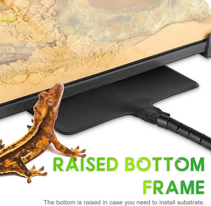 Mini Reptile Glass Terrarium 8"x8"x12" Durable Reptile Habitat Tank with Heat Resistant Aluminum Alloy Frame, Single Swinging Doors for no Jam by Sand and Other Debris