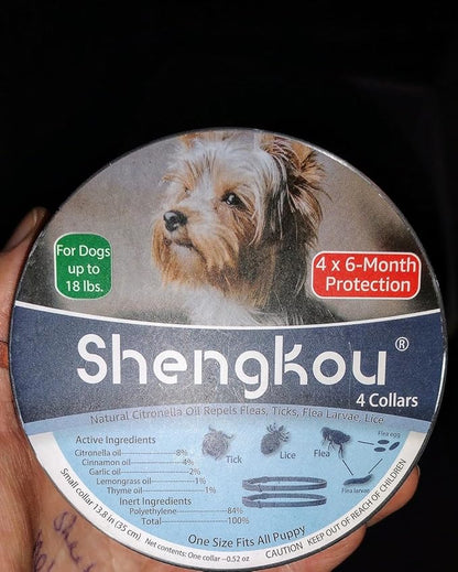 Natural Flea and Tick Collar for Puppies - Provides 24-Month Protection, Safe Pest Control - Waterproof and Strong - Includes Free Flea Comb and Tick Tweezer - 4-Pack