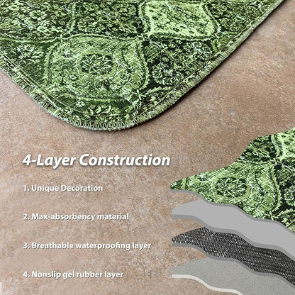 nunubaby Washable Pee Pads for Dogs, Stylish, Non-Slip and Leak-Proof Pee Pads. Reusable Potty Pads for Dogs for Crates and Floors.(Green/Multi, 36" x72")