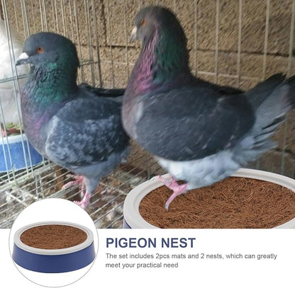 2 Sets Pigeon Nest Egg Nest Pigeon Breeding Nest Dove Mat Pigeon Nest Supply Birds Cages Parakeet Bird Cage White Plastic Eggs Bird Nest Hut Bird Liner Egg Bowl Homing Pigeon Coir