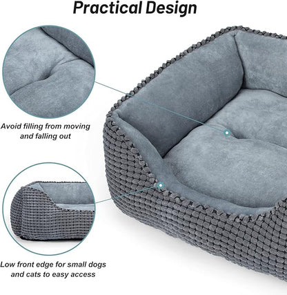 MIXJOY Dog Bed for Large, Medium, Small Dogs - Rectangle, Washable, Orthopedic, Soft Cat Beds - Anti-Slip Bottom, Multiple Sizes (35'', Grey)
