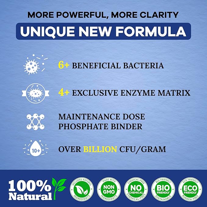 Dr. Raifya's Pond Fresher - 16 Packets - Pond Water Treatment for Outdoor Areas, Long-Lasting Clean Water & Odor with Beneficial Bacteria, Easy to Use, Fish, Pets & Plants Safe