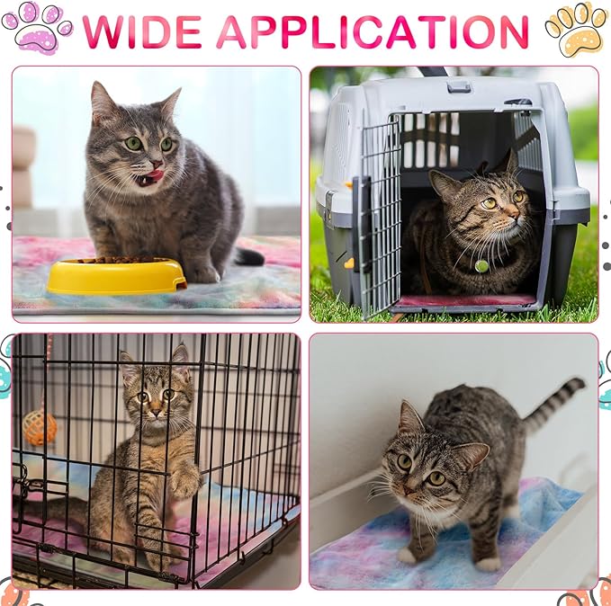 Tudomro 8 Pcs Guinea Pig Bedding Cage Liners Bulk Blankets Small Animal Flannel Throw Bedding Waterproof Absorbent Reusable Pet Pee Sleep Mat Pad Cover for Hamster Ferret(Tie Dye,16 x 24 Inch)