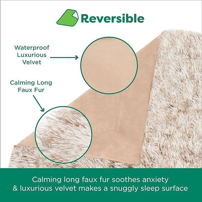 Furhaven Waterproof Throw Blanket for Dogs & Indoor Cats, Washable - Shaggy Plush Calming Long Faux Fur & Velvet Dog Blanket - Driftwood, Large