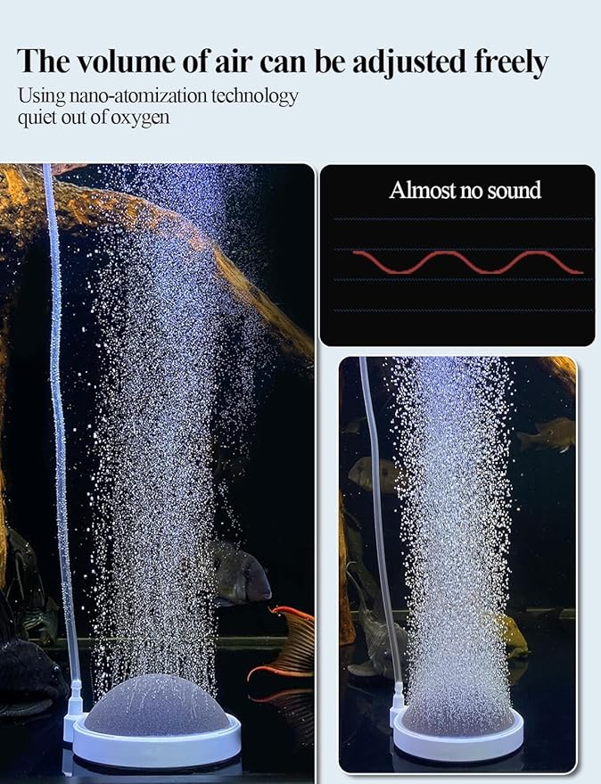 UPETTOOLS Aquarium Air Stone Fish Tank Bubbler Large Nano Air Bubble Stone Super-High Dissolved Oxygen Diffuser Makes Super Tiny Bubbles 5.2 Inch