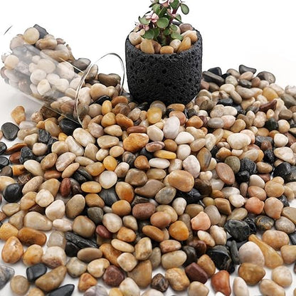 NUPICK 12lb River Rocks for Plants Indoor, 3/8 Inch Mixed Pebbles for Vase Fillers, Decorative Pea Gravel for Fish Tank, Natural Polished Stones for Succulent, Bonsai, Landscaping, Bird Baths