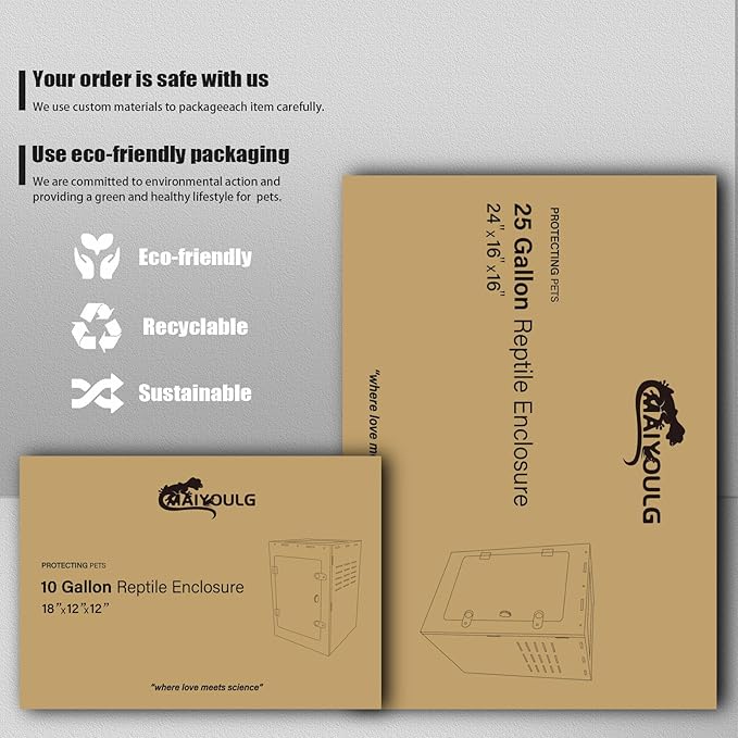 25 Gallon Reptile Tank 24"x16"x16" – PVC Reptile Enclosure Terrarium for Leopard Gecko, Ball Python, Bearded Dragon, and Snake Habitat Setup