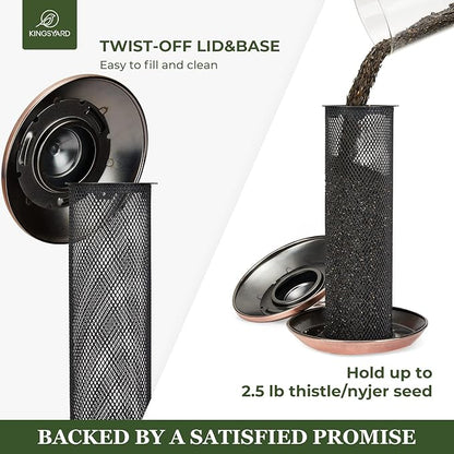 Kingsyard 2 Pack Metal Mesh Tube Bird Feeders for Outdoor Hanging, Finch Bird Feeder for Nyjer/Thistle Seed, 2.5 lbs Large Capacity (Antique Copper)