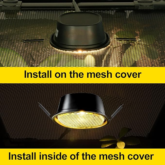 G9 Reptile Heat Lamp Combo Kit- 50W UVA Basking Bulb & Low Profile Tank Hood for Bearded Dragons Turtles Lizards Leopard Geckos | Terrarium Heating Lamp with Safety Mesh & Warm White Bulb