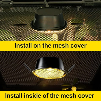 G9 Reptile Heat Lamp Combo Kit- 50W UVA Basking Bulb & Low Profile Tank Hood for Bearded Dragons Turtles Lizards Leopard Geckos | Terrarium Heating Lamp with Safety Mesh & Warm White Bulb