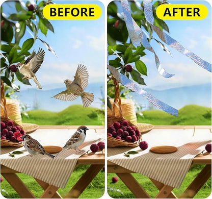 Bird Scare Reflective Tape, 262 Feet per Roll, Double-Sided Reflective, for Repelling Sparrows and Woodpeckers, Suitable for Outdoor Use in Homes, Gardens, Farms, Orchards,Outdoor