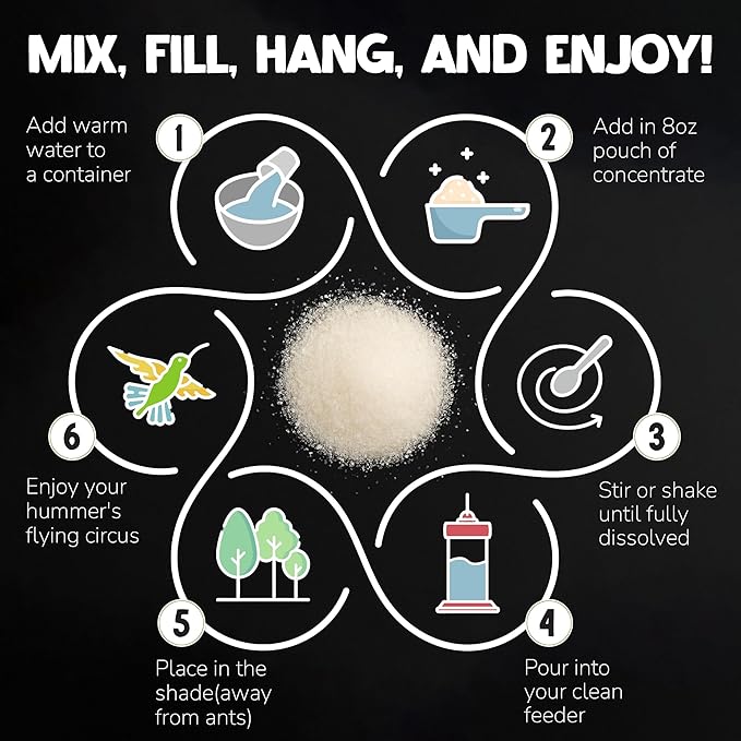 USDA Organic Hummingbird Nectar, Iron-Free, 2 x 8oz Concentrate Pouches with Feeder, All-Natural, Dye-Free USDA Certified Nectar for Outdoor Hummingbird Feeding