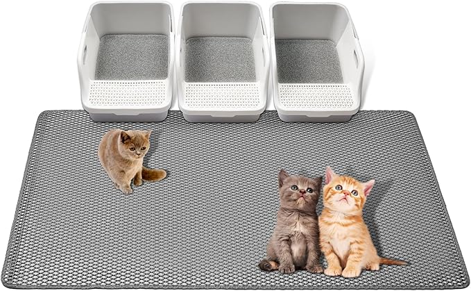 XXL 47''X 36'' Supper Large Cat Litter Box Mat,2 Layer Litter Mat for indoor cats,Rug for Pet kitty,Litter Trapping Mats,Waterproof Urine Proof,Non-Slip