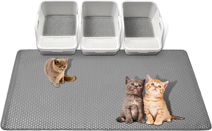 XXL 47''X 36'' Supper Large Cat Litter Box Mat,2 Layer Litter Mat for indoor cats,Rug for Pet kitty,Litter Trapping Mats,Waterproof Urine Proof,Non-Slip