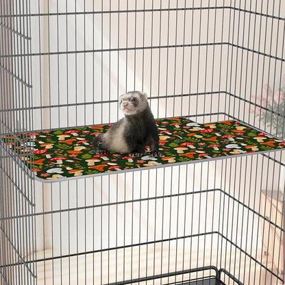 Bienbee Ferret Cage Liner Set for Ferret Nation & Critter Nation Cage, Waterproof Ferrets Cage Accessories for Small Animals Rats Chinchillas Hedgehogs Ferrets(Green Mushroom,Top Pan Liner)