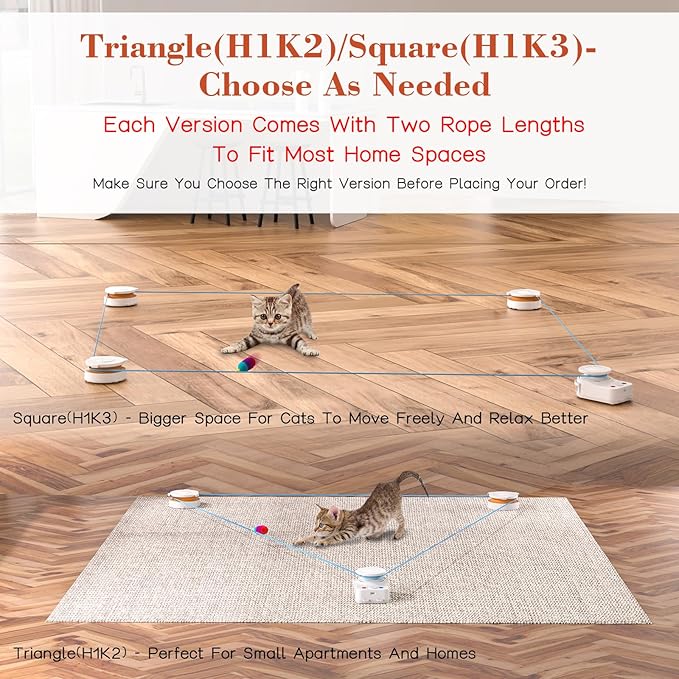 Interactive Cat Toy for Indoor Cats – Automatic Moving & Enrichment Toy for Indoor Cats/Kitten, Auto/Manual Control Cat Treadmill for Exercise & Mental Stimulation, Stimulating Chase Toys(H1K3)