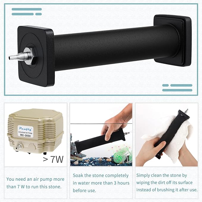 Pawfly Aquarium 8 Inch Air Stone Cylinder for Larger Pump Bubble Diffuser for Outdoor Pond Garden Circulation System and Large Fish Tank, 2 Pack