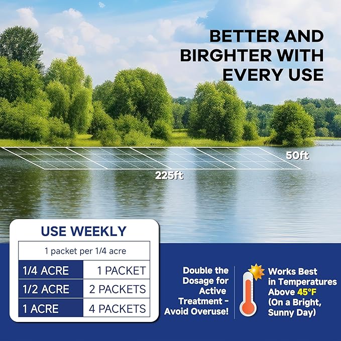 Dr. Raifya's Pond Fresher - 16 Packets - Pond Water Treatment for Outdoor Areas, Long-Lasting Clean Water & Odor with Beneficial Bacteria, Easy to Use, Fish, Pets & Plants Safe