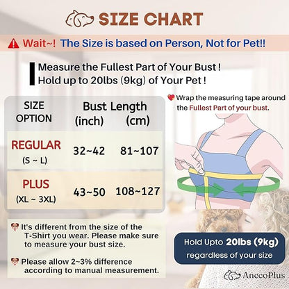 Dog Carriers for Small Dogs, Front Facing Dog Sling Carrier, Hands Free Cat Carrier, Size Adjustable, Reducing Back Pain, Premium Cotton, Safe and Soft Dog Carrier (Plus, Baby Blue)