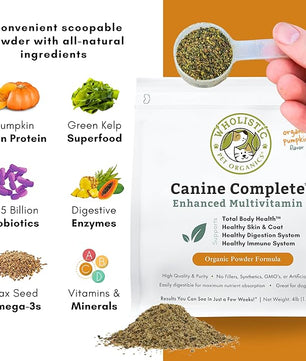 Wholistic Pet Organics Canine Complete - Dog Multivitamin Powder - 4 Lb - Daily Dog Vitamins and Supplements for Homemade Food - Immune System, Skin, Coat & Overall Health - Small and Large Breed