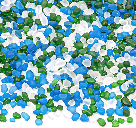 QEQEKAKA Sea Glass Stones for Crafts About 2.75LB (1180g/41.62oz Glass Pebbles Gemstones Bulk for Beaching Wedding DIY Decoration Aquarium Turtle Tank Vase Filler