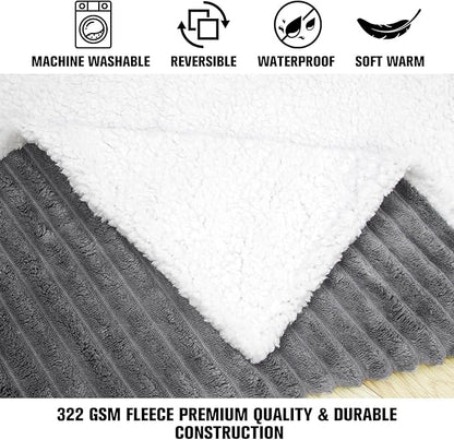 Waterproof Pet Blanket Soft Calming Dog Blanket Cozy Sherpa Fleece Blanket Reversible Furniture Protector Cover for Small Medium Large Dogs Cats Machine Washable, Dark Grey 35x25 in