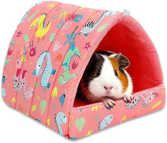 UPINS Guinea Pig Bed, Guinea Pig Hideout Washable Small Animal House Cage Accessories for Dwarf Rabbits Chinchillas Hamsters Hedgehogs Ferrets Bearded Dragons and Rats