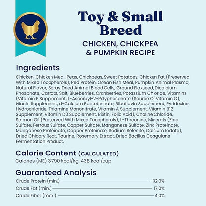 Solid Gold Toy & Small Breed Dry Dog Food Small Bites – Real Chicken, Grain Free Gluten Free, High Fiber Healthy Kibble w/Probiotics for Gut Health & Digestion Support – NutrientBoost™ – 3.75LB