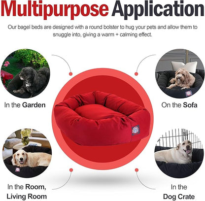 Majestic Pet 52 inch Red Bagel Dog Bed Products