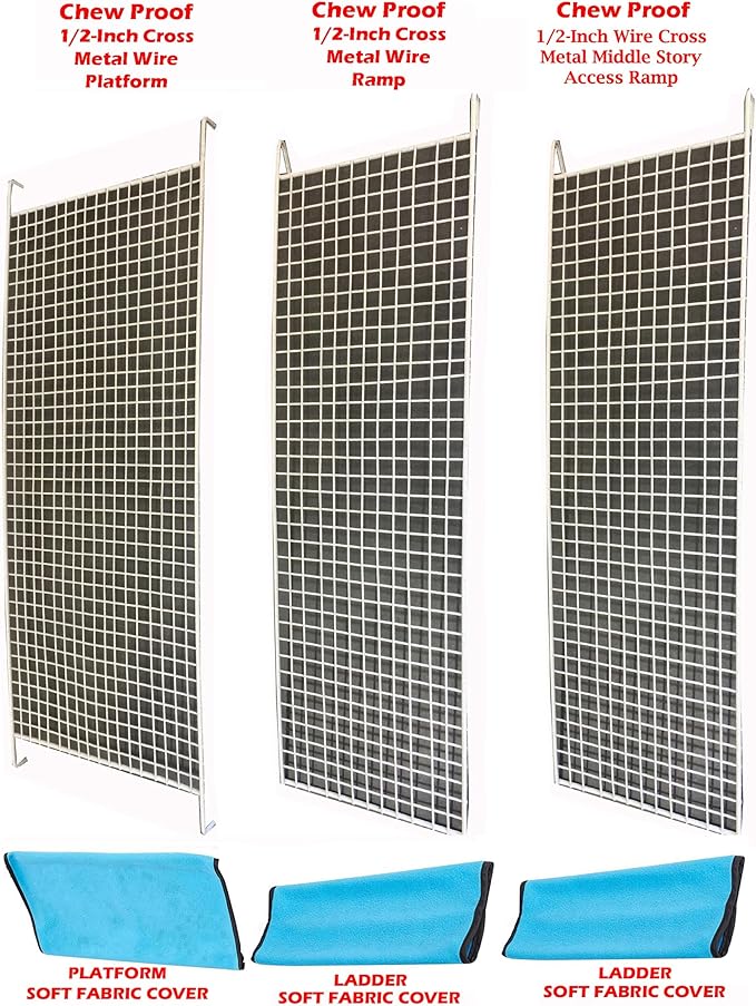 Deluxe Two Full Story Double Unit 4-Tiers Chew-Proof Tight 1/2-Inch Bar Spacing Double Durable Front Doors Feisty Ferret Hammock Squirrel Chinchilla Rat Gerbil Small Animal Critter Rolling Cage