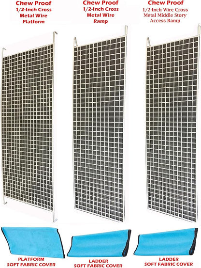 Deluxe Two Full Story Double Unit 4-Tiers Chew-Proof Tight 1/2-Inch Bar Spacing Double Durable Front Doors Feisty Ferret Hammock Squirrel Chinchilla Rat Gerbil Small Animal Critter Rolling Cage