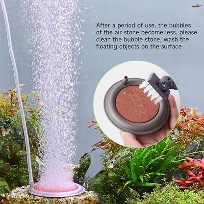hygger Aquarium Air Stone, 2.6 Inch Nano Air Stone Makes Super Tiny Bubbles, Ultra Quiet Dissolved Oxygen Diffuser Small Airstone with Stainless Steel Base for Aquarium, Fish Tank & Hydroponic, Round