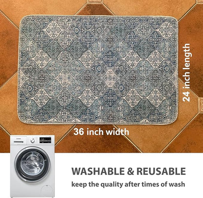 nunubaby 4PACK Washable Pee Pads for Dogs, Stylish, Non-Slip and Leak-Proof Pee Pads. Reusable Potty Pads for Dogs for Crates and Floors.(Blue/Multi, 24" x36" )