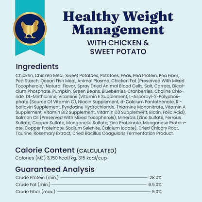 Solid Gold Healthy Weight Management Dry Dog Food for Adult & Senior Dogs - Real Chicken, Probiotics & Omega 3 Fish - Grain Free Dry Dog Food for Healthy Weight & Gut Health - Nutrientboost – 22LB