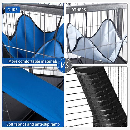 Polar Aurora Metal Small Animal Cage 5 Tiers Homes for Pets Removable Ferret Cage with Lockable Wheels, 50" H Deluxe Chinchilla Cage with Hammock and Removable Tray