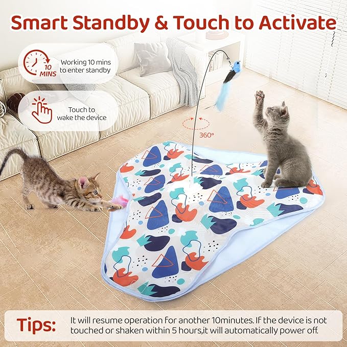 Interactive Cat Toys, Hide-and-Seek Automatic Cat Toy, Rechargeable Three-in-One Suitable for Kitten Toys to Interact and Play Automatically, with A Bird-Shaped Cat Toys for Indoor Cats