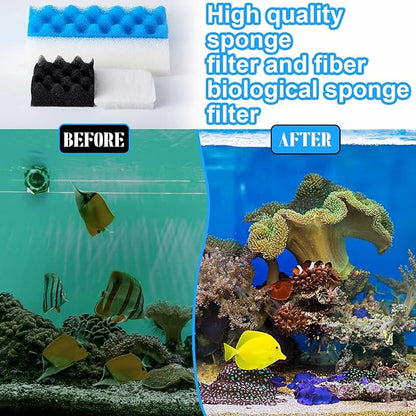32 Pcs Compatible with Fluval 406/407 Filter Media Canister Filter Maintenance & Replacement Media Kit, Including Mesh Bags Quick Clear/Water Polishing Pads, Silicone Lubricant