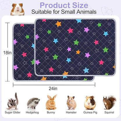 2 Pack Guinea Pig Bedding, Washable Guinea Pig Cage Liner Reusable Guinea Pig Mat Waterproof Guinea Pig Bedding for Cage, Super Absorbant Guinea Pig Pee Pads for Small Animals Hamster Rabbit Squirrel