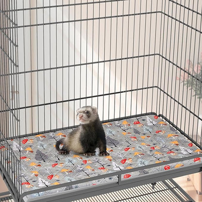 Bienbee Ferret Cage Liner Set for Ferret Nation & Critter Nation Cage, Waterproof Ferrets Cage Accessories for Small Animals Rats Chinchillas Hedgehogs Ferrets(Gray Mushroom,Bottom Pan Liner)