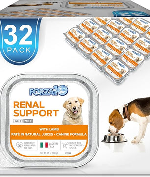 Forza10 Kidney Care Dog Food – Renal Support Wet Dog Food with Lamb, Low Protein & Phosphorus Formula, Sensitive Stomach, 3.5 oz Cans, 32 Pack – Vet Formulated, Made in Italy