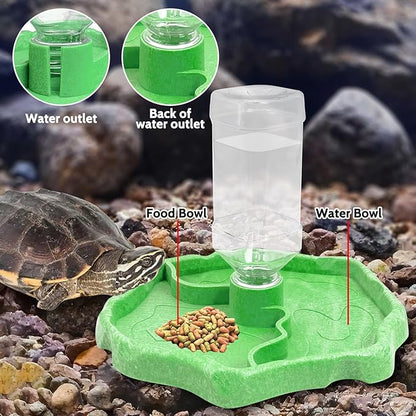 Tfwadmx 9oz Reptile Water Bottle Turtle Automatic Feeders Waterer Food and Water Bowl pet Dispenser Bottle Feeding Dish for Lizard Chameleon(Luminous)