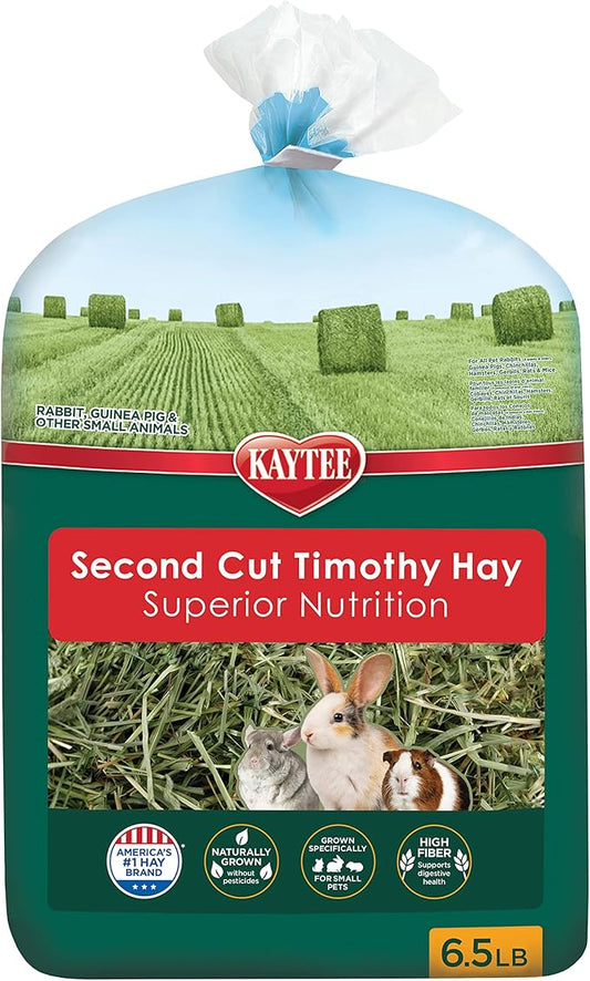Kaytee 2nd Cut Soft and Lush Timothy Hay for Pet Guinea Pigs, Rabbits & Other Small Animals, 6.5 Pound