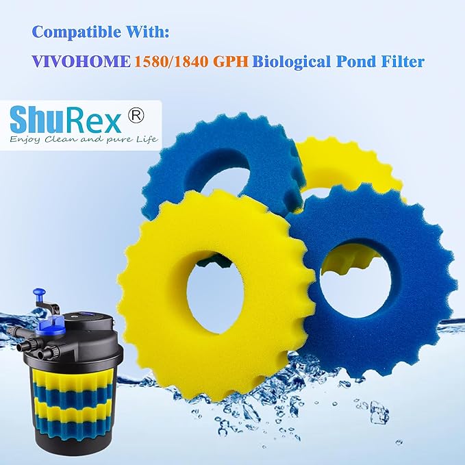 Replacement Sponge Filter Media Pads for VIVOHOME 1580/1840GPH Biological Pond Filter, Compatible with 1580/1840GPH/CPF-2500/ CPF-3500 Pressure Koi Fish Pond Filter