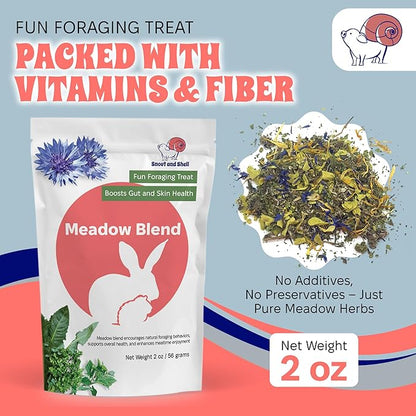 Snout and Shell 2oz Meadow Blend – Natural Foraging Treat for Rabbits, Guinea Pigs & Chinchillas – High-Fiber Supplement