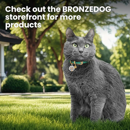 BRONZEDOG Leather Cat Collar with Removable Bells Non Breakaway Kitten QR Tag for Girl Boy (7" - 9" for Cats, Red & Gold)