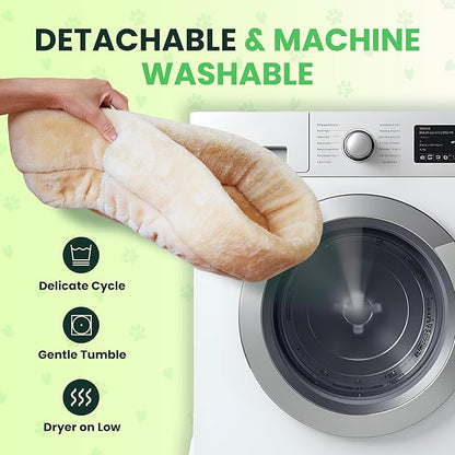 Zayana Cat Desk Bed Attachment - 360° Rotating & Adjustable Height Cat Bed Desk Mount with Soft Faux Fur Washable Cover, Space Saver Hammock for Home Office & Gaming Table, Supports Up to 45 lb, Beige