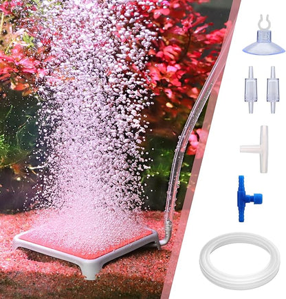 hygger Aquarium Air Stone, 2.44 Inch Nano Air Stone Make Super Tiny Bubble, Ultra Quiet Dissolved Oxygen Diffuser Small Airstone with Stainless Steel Base for Aquarium, Fish Tank & Hydroponic, Square