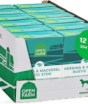 Open Farm Rustic Stews Wet Dog Food, Grain-Free, Complete & Balanced with Human-Grade Ingredients, Humanely-Raised Meat & Bone Broth, Herring & Mackerel Recipe, 12.5oz Packs (Case of 12)