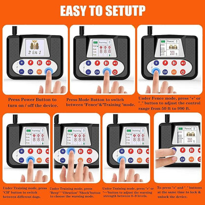 Wireless Dog Fence & Dog Training Collar 2 in 1, Electric Pet Boundary Container with Remote, Waterproof Receiver, Vibrate/Shock, Safe Effective, Stubborn Dog Fence System for Yard,for4dogs